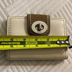 Coach Cream and Brown Turn-Lock Wallet